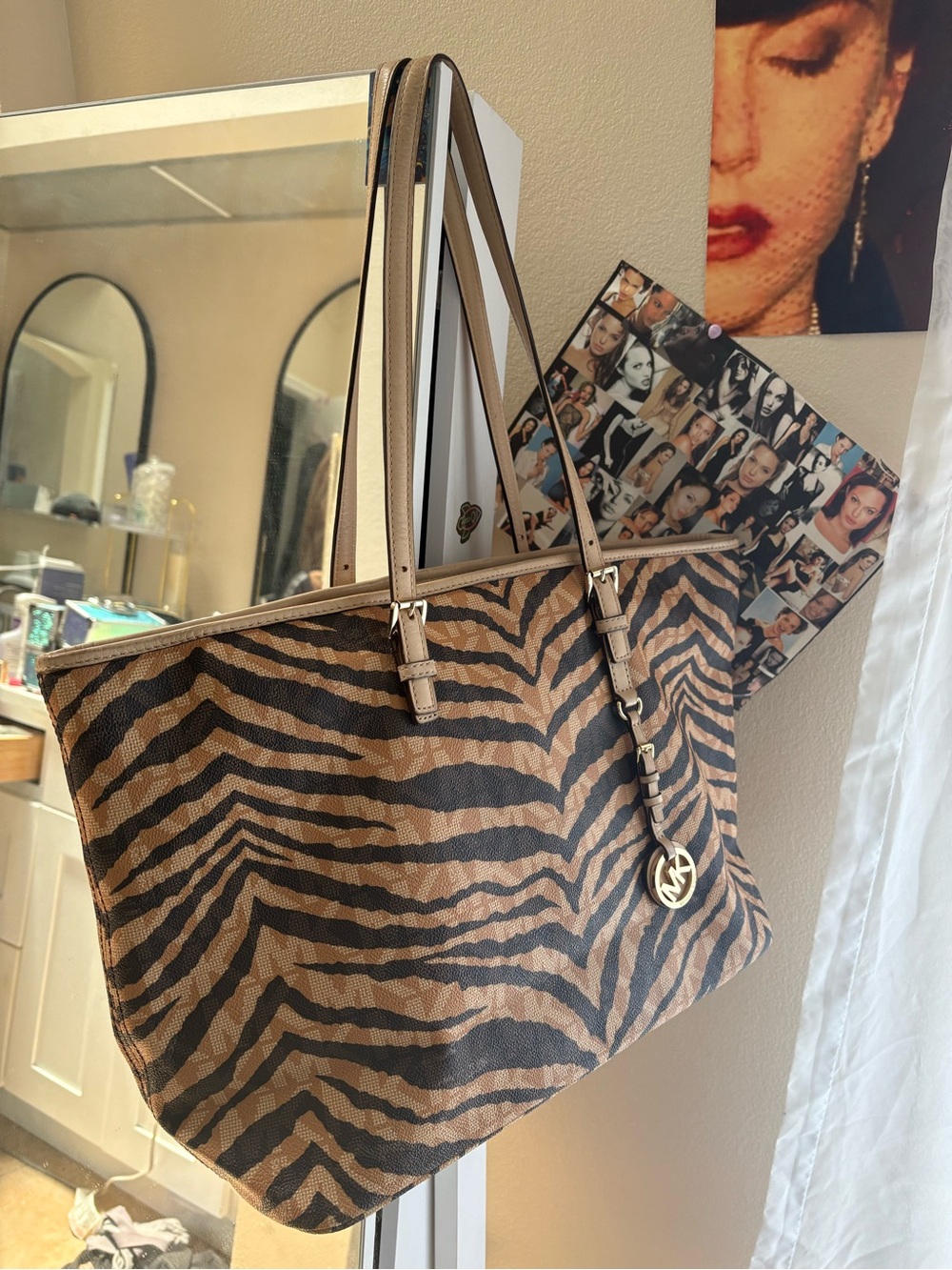 Michael Kors Brown and Black Zebra-Print Tote